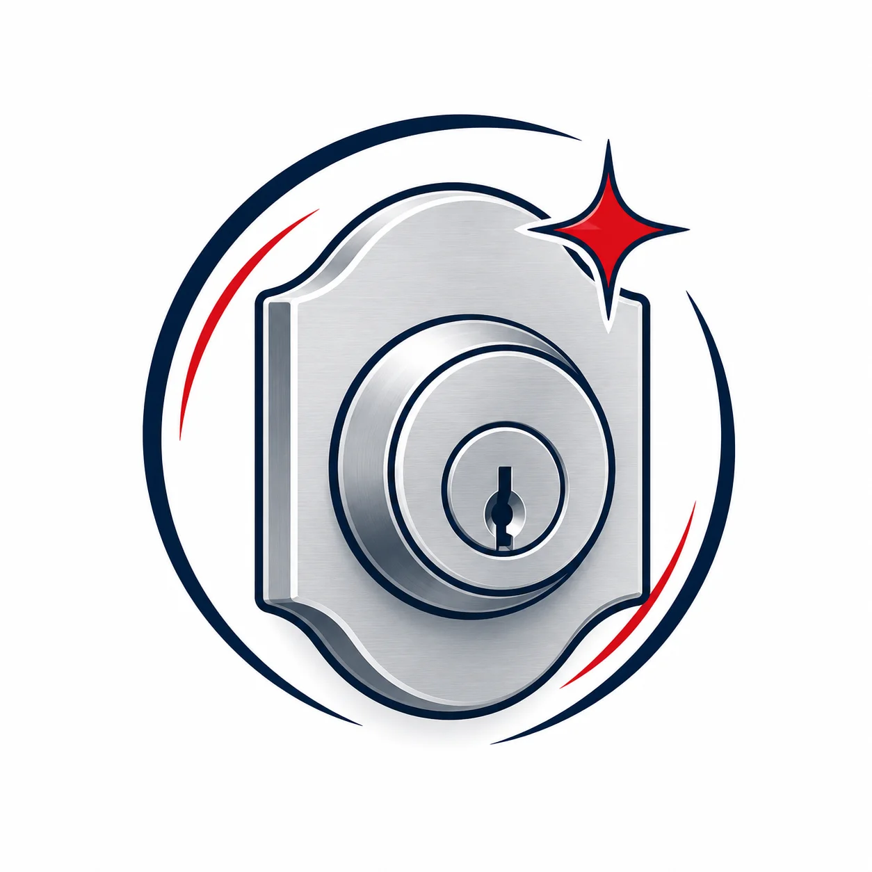 Illustration of a brushed metal deadbolt used in rental rekeying work