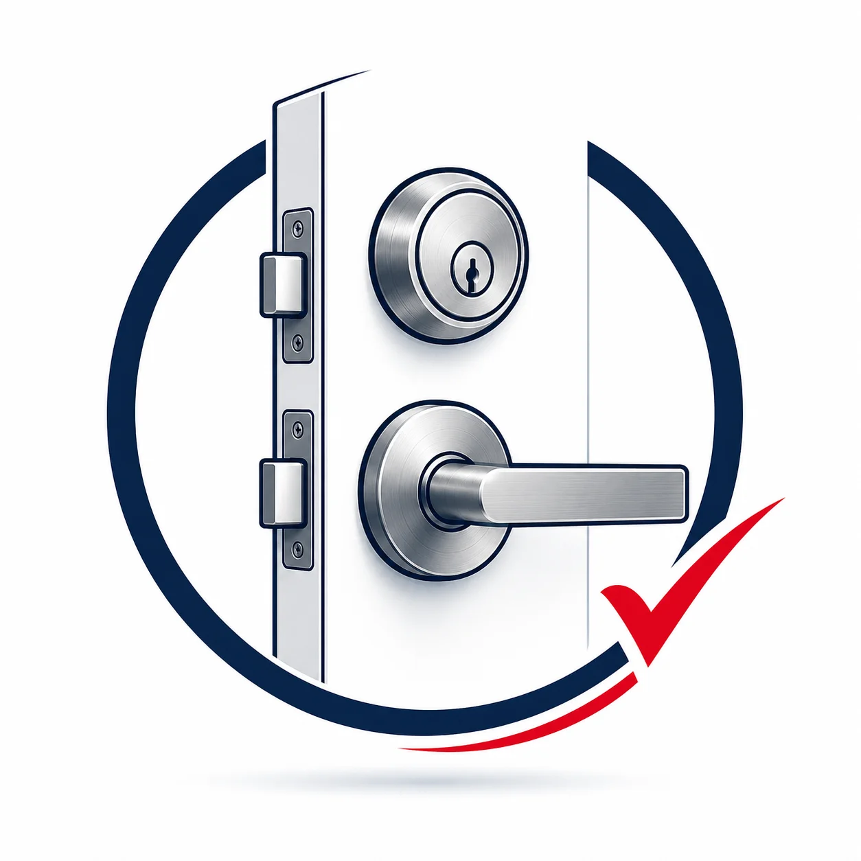 Illustration of a door lock and lever handle set