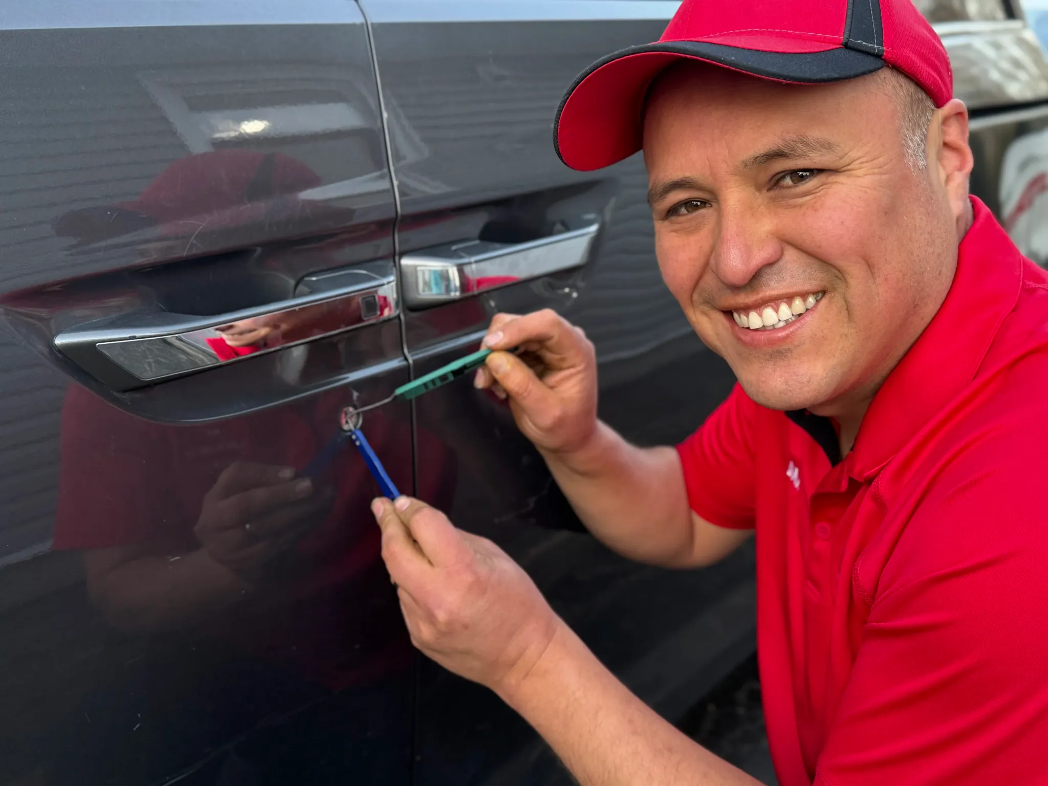Dante Salcedo diagnosing and opening a locked vehicle