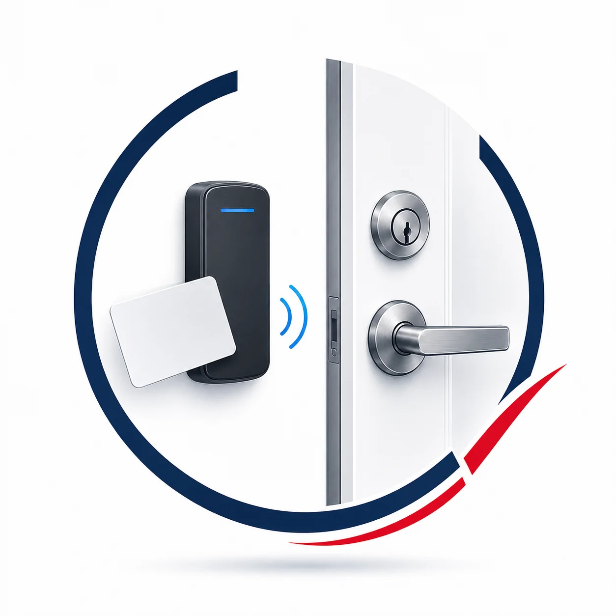 Illustration of an rfid keycard access control smart door lock