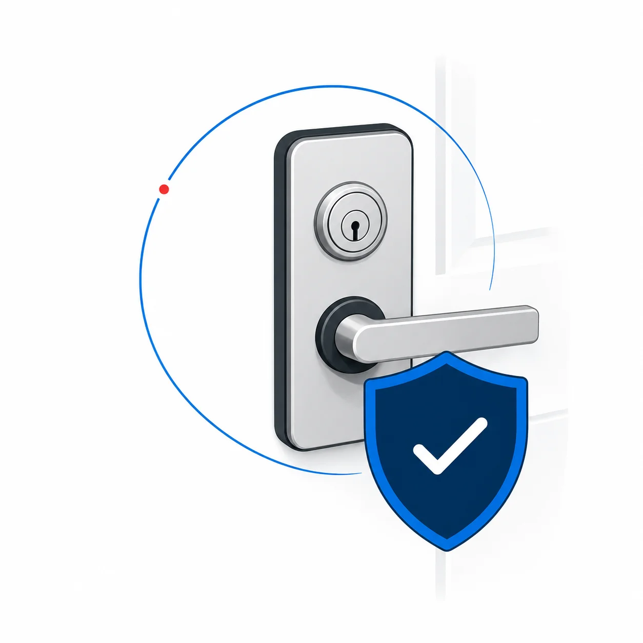 Illustration of a rekeyed door lock protected by a security shield
